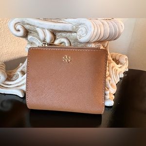 Tory Burch Brown Saffiano Leather Bi Fold Wallet